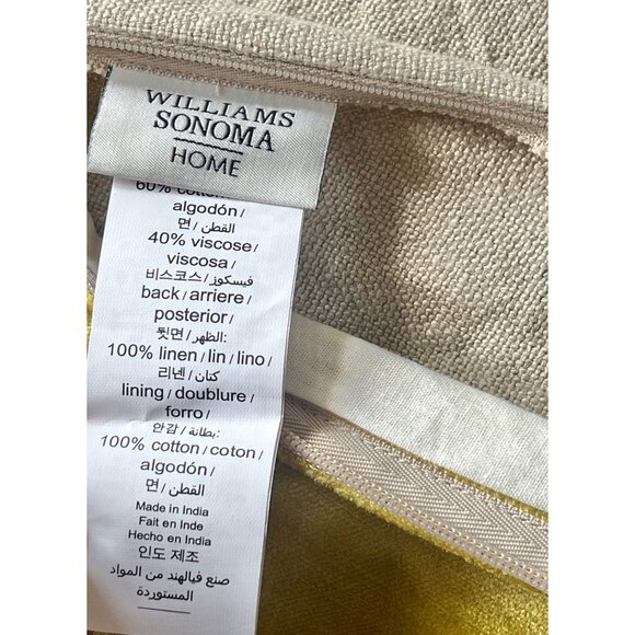 Williams Sonoma Chartreuse Velvet & Beige Linen Blend Pillow Sham Hidden Zipper - Picture 6 of 6